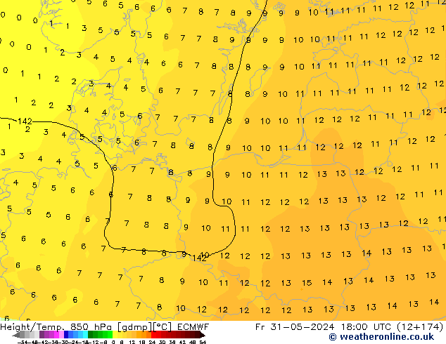 Z500/Rain (+SLP)/Z850 ECMWF vie 31.05.2024 18 UTC