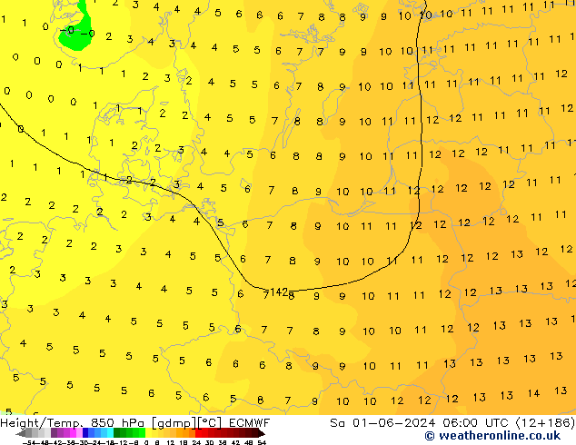 Height/Temp. 850 hPa ECMWF so. 01.06.2024 06 UTC