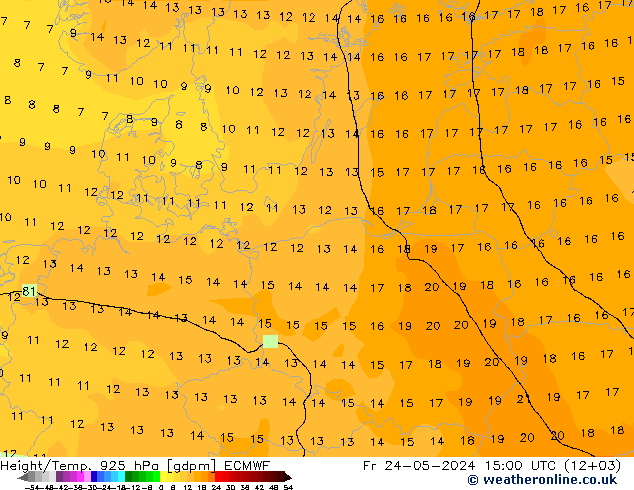 Height/Temp. 925 hPa ECMWF  24.05.2024 15 UTC