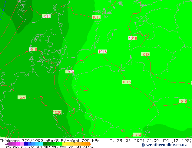 Thck 700-1000 hPa ECMWF Tu 28.05.2024 21 UTC