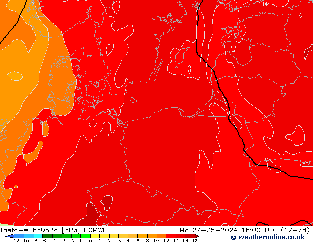 Theta-W 850hPa ECMWF Po 27.05.2024 18 UTC