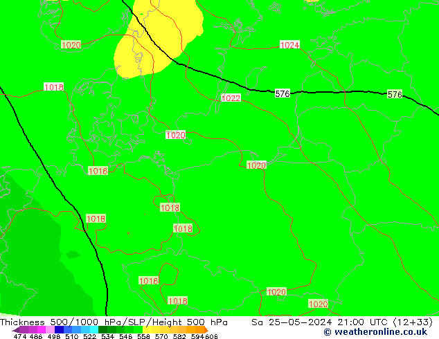 Thck 500-1000hPa ECMWF Sa 25.05.2024 21 UTC