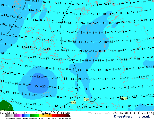 Z500/Yağmur (+YB)/Z850 ECMWF Çar 29.05.2024 06 UTC