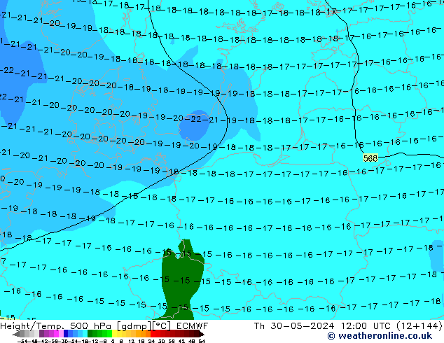 Z500/Rain (+SLP)/Z850 ECMWF Th 30.05.2024 12 UTC