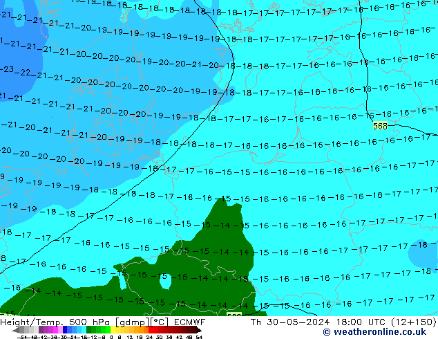 Z500/Rain (+SLP)/Z850 ECMWF Th 30.05.2024 18 UTC