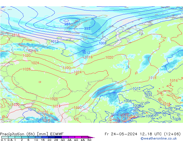 Z500/Rain (+SLP)/Z850 ECMWF Fr 24.05.2024 18 UTC