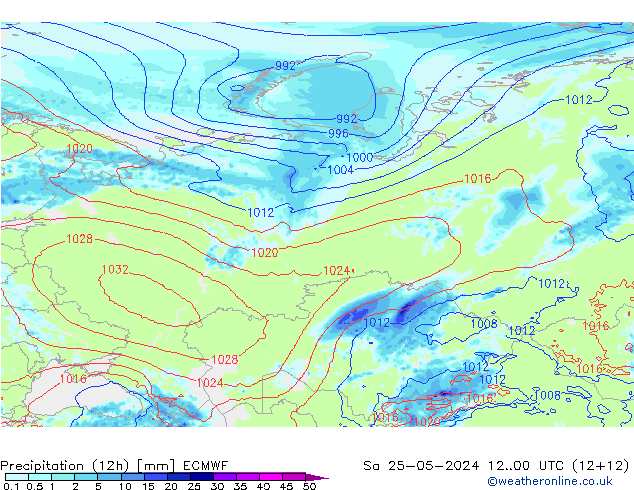 opad (12h) ECMWF so. 25.05.2024 00 UTC