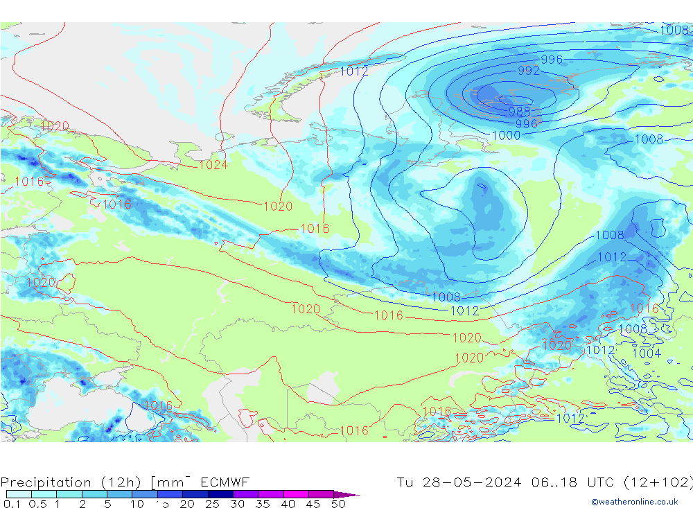 opad (12h) ECMWF wto. 28.05.2024 18 UTC