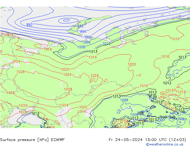 Yer basıncı ECMWF Cu 24.05.2024 15 UTC