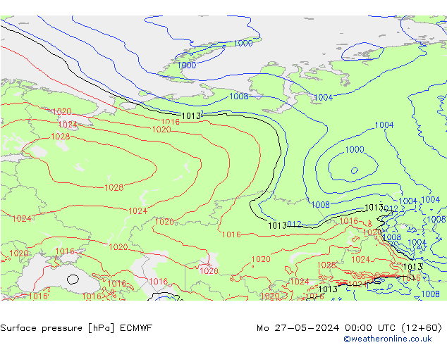 Surface pressure ECMWF Mo 27.05.2024 00 UTC