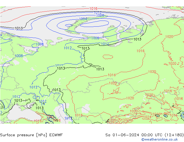 pressão do solo ECMWF Sáb 01.06.2024 00 UTC