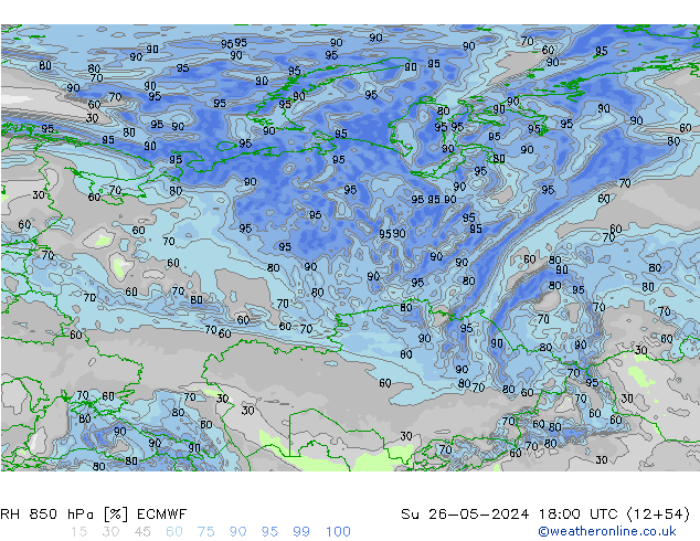 850 hPa Nispi Nem ECMWF Paz 26.05.2024 18 UTC