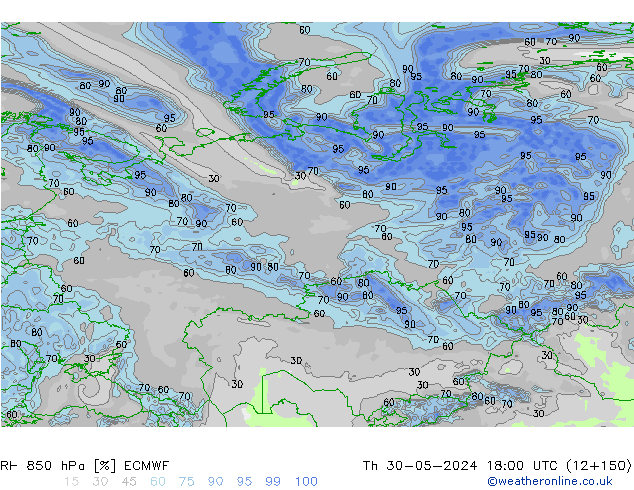 RH 850 hPa ECMWF Do 30.05.2024 18 UTC