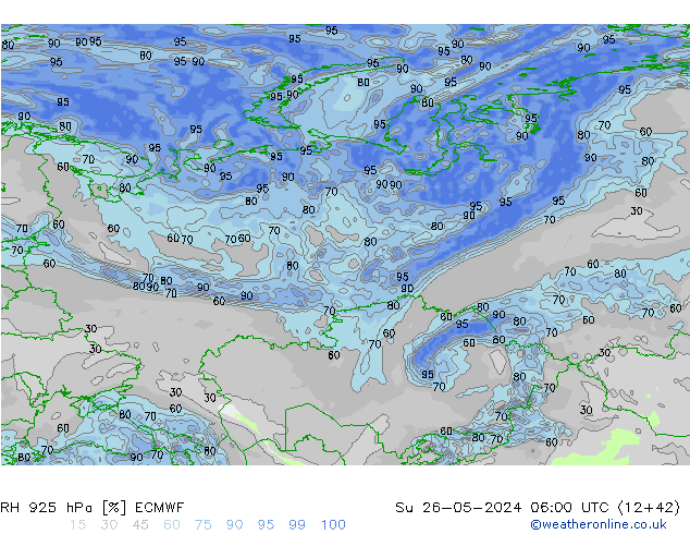 RH 925 hPa ECMWF Su 26.05.2024 06 UTC