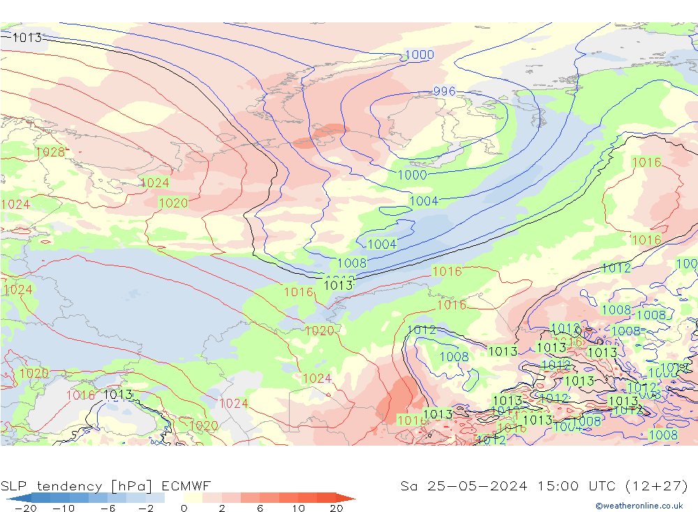 Tendencia de presión ECMWF sáb 25.05.2024 15 UTC