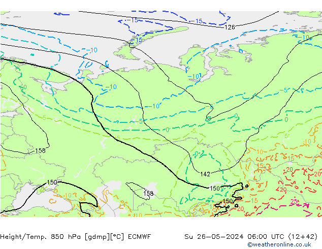 Hoogte/Temp. 850 hPa ECMWF zo 26.05.2024 06 UTC