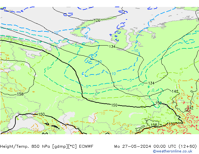 Z500/Rain (+SLP)/Z850 ECMWF пн 27.05.2024 00 UTC