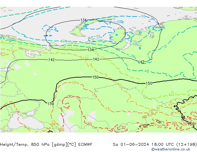 Hoogte/Temp. 850 hPa ECMWF za 01.06.2024 18 UTC