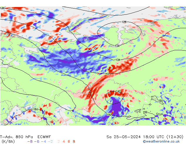 T-Adv. 850 hPa ECMWF Cts 25.05.2024 18 UTC