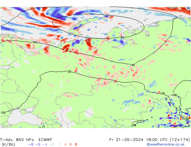 T-Adv. 850 hPa ECMWF vie 31.05.2024 18 UTC