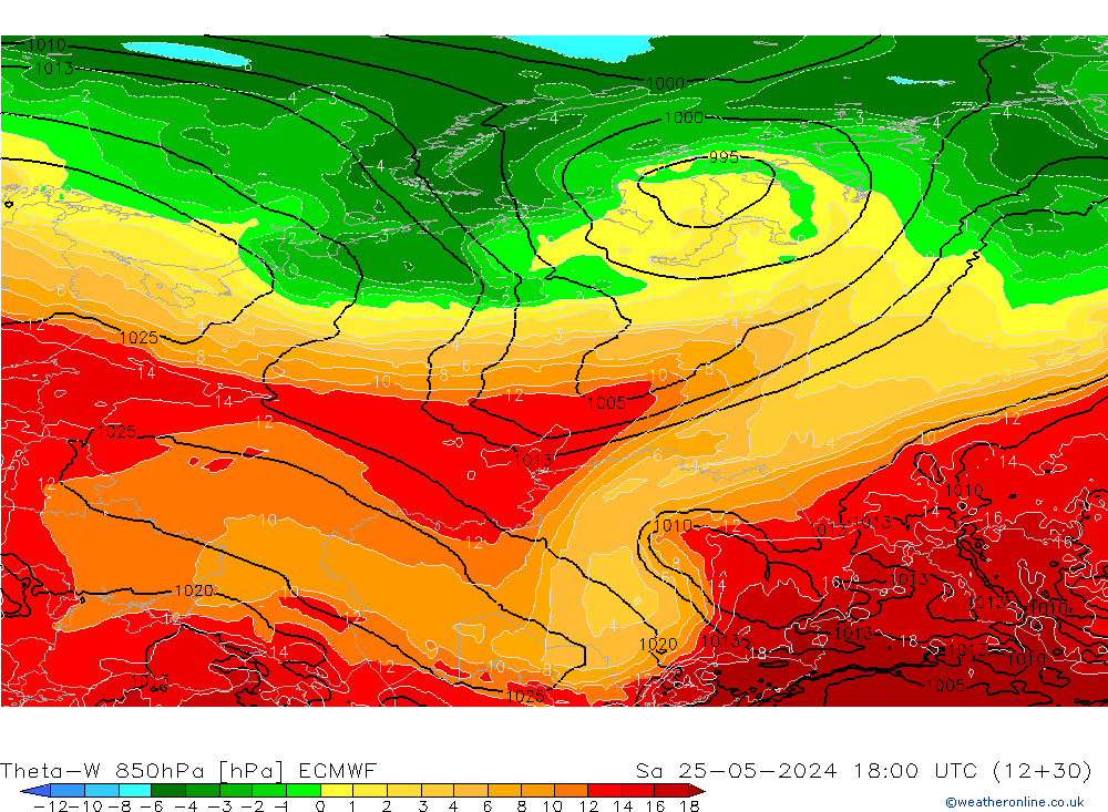 Theta-W 850hPa ECMWF Cts 25.05.2024 18 UTC