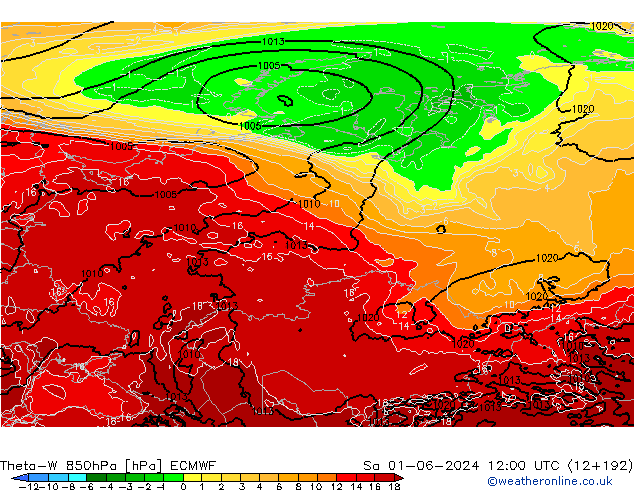 Theta-W 850hPa ECMWF Sa 01.06.2024 12 UTC