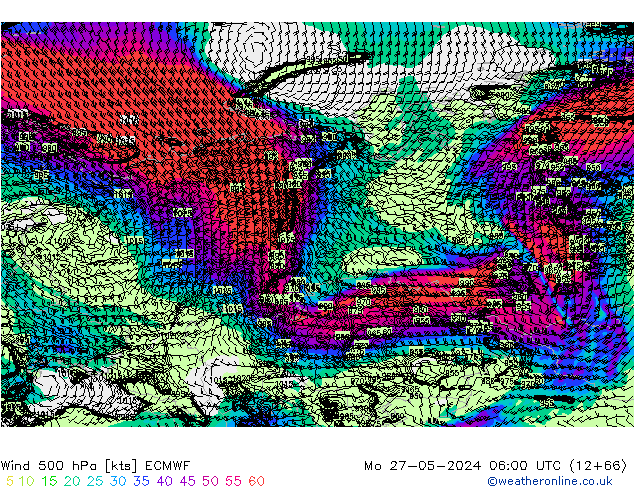 Rüzgar 500 hPa ECMWF Pzt 27.05.2024 06 UTC