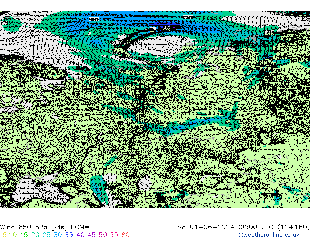 Wind 850 hPa ECMWF Sa 01.06.2024 00 UTC