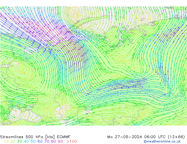 Streamlines 500 hPa ECMWF Mo 27.05.2024 06 UTC