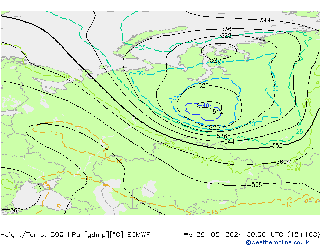 Z500/Regen(+SLP)/Z850 ECMWF wo 29.05.2024 00 UTC