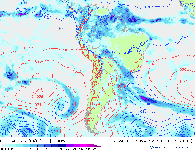 Z500/Regen(+SLP)/Z850 ECMWF vr 24.05.2024 18 UTC