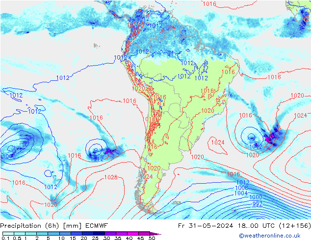 Z500/Regen(+SLP)/Z850 ECMWF vr 31.05.2024 00 UTC