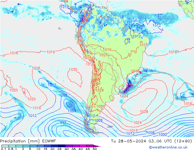 Srážky ECMWF Út 28.05.2024 06 UTC