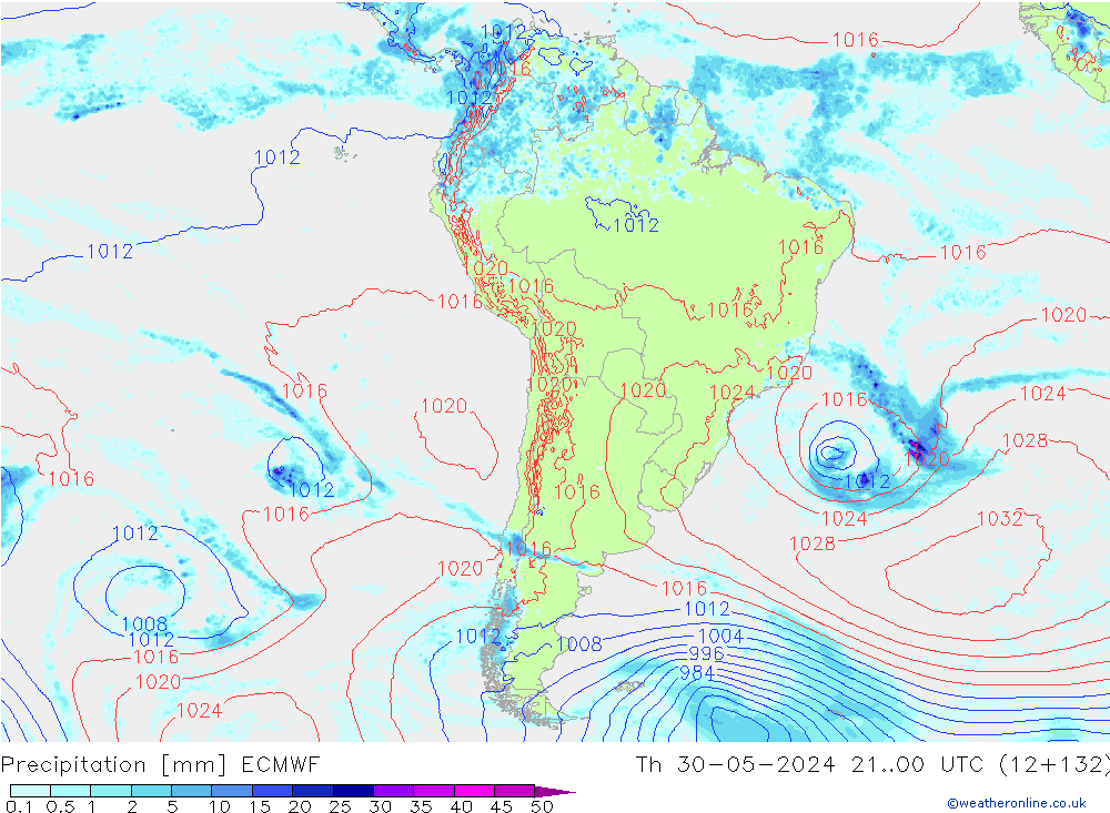 Precipitation ECMWF Th 30.05.2024 00 UTC