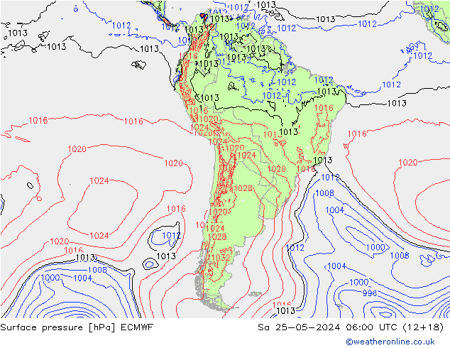 Luchtdruk (Grond) ECMWF za 25.05.2024 06 UTC