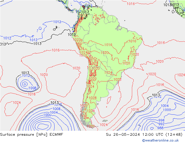 Surface pressure ECMWF Su 26.05.2024 12 UTC