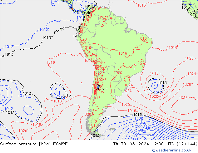 Luchtdruk (Grond) ECMWF do 30.05.2024 12 UTC