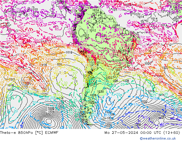 Theta-e 850hPa ECMWF Mo 27.05.2024 00 UTC