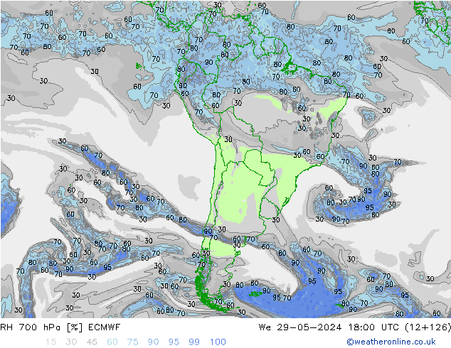 RH 700 hPa ECMWF St 29.05.2024 18 UTC