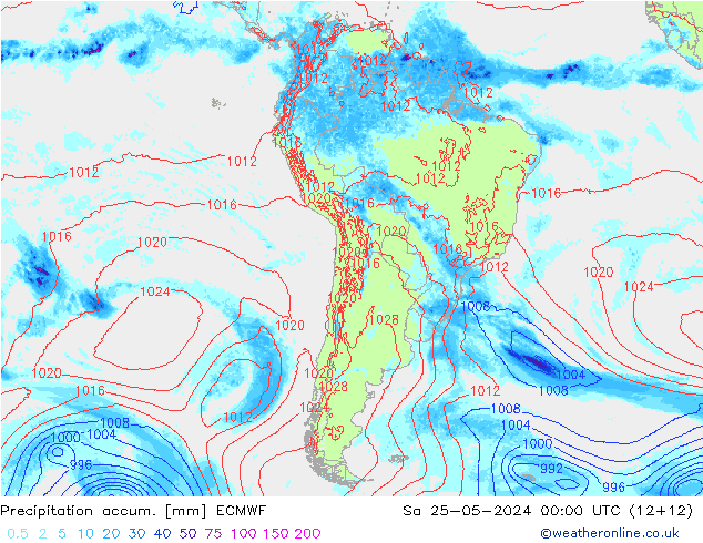 Precipitation accum. ECMWF  25.05.2024 00 UTC