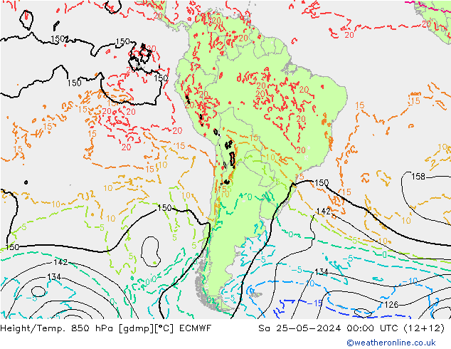 Z500/Rain (+SLP)/Z850 ECMWF Sáb 25.05.2024 00 UTC