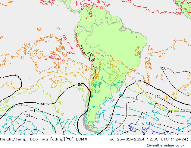 Z500/Yağmur (+YB)/Z850 ECMWF Cts 25.05.2024 12 UTC