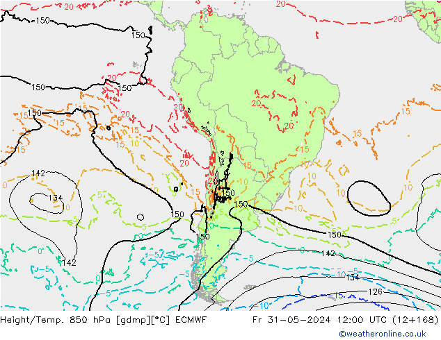 Z500/Rain (+SLP)/Z850 ECMWF Fr 31.05.2024 12 UTC