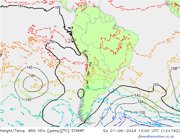 Z500/Rain (+SLP)/Z850 ECMWF So 01.06.2024 12 UTC