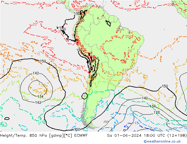 Yükseklik/Sıc. 850 hPa ECMWF Cts 01.06.2024 18 UTC