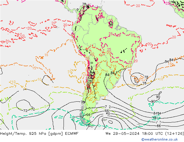 Yükseklik/Sıc. 925 hPa ECMWF Çar 29.05.2024 18 UTC