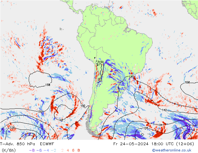 T-Adv. 850 hPa ECMWF vr 24.05.2024 18 UTC