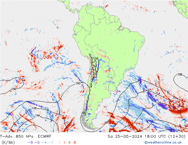 T-Adv. 850 hPa ECMWF Cts 25.05.2024 18 UTC