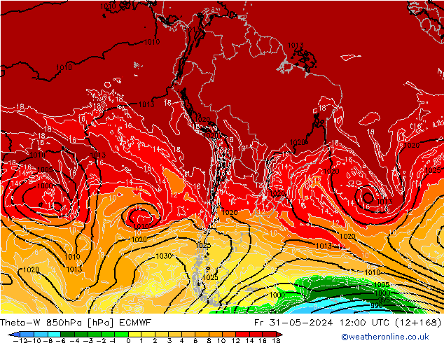 Theta-W 850hPa ECMWF Sex 31.05.2024 12 UTC