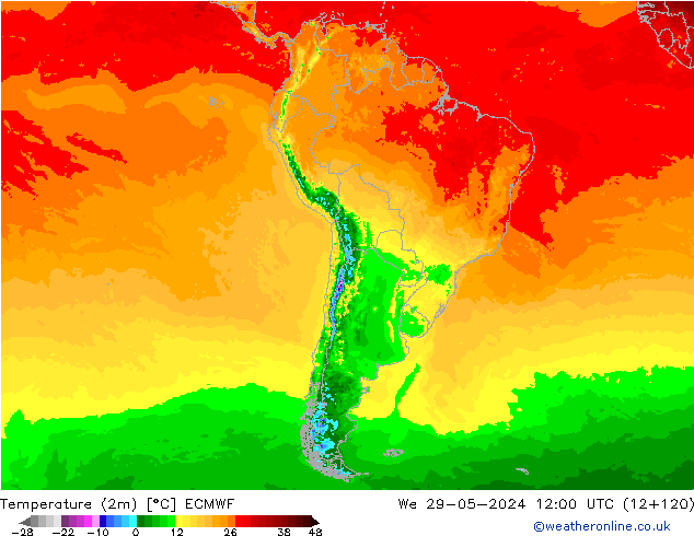 Temperaturkarte (2m) ECMWF Mi 29.05.2024 12 UTC